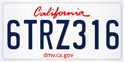 CA license plate 6TRZ316