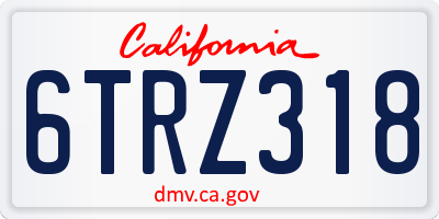 CA license plate 6TRZ318