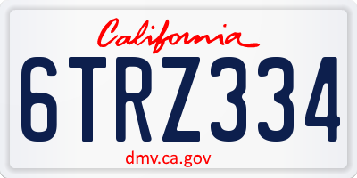 CA license plate 6TRZ334