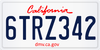 CA license plate 6TRZ342