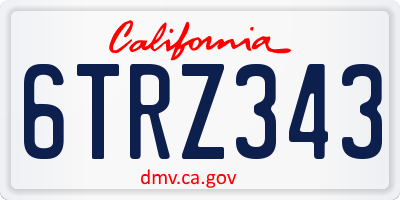 CA license plate 6TRZ343