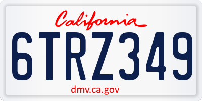 CA license plate 6TRZ349