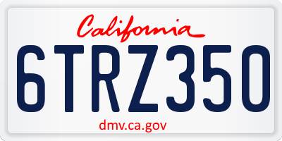 CA license plate 6TRZ350