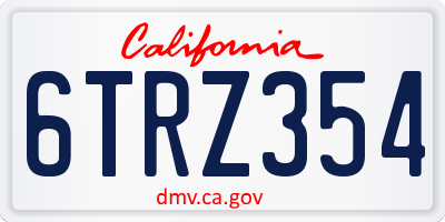 CA license plate 6TRZ354