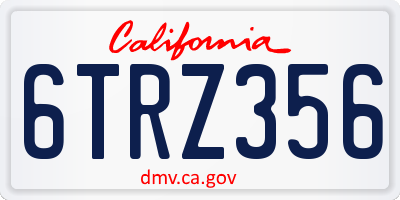 CA license plate 6TRZ356