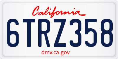 CA license plate 6TRZ358