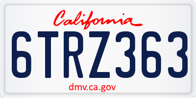 CA license plate 6TRZ363