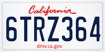 CA license plate 6TRZ364