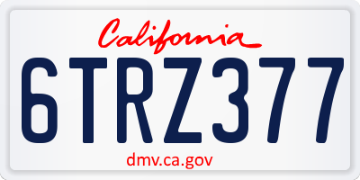 CA license plate 6TRZ377