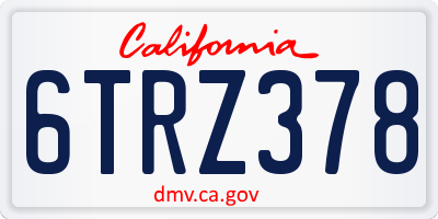 CA license plate 6TRZ378