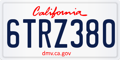 CA license plate 6TRZ380