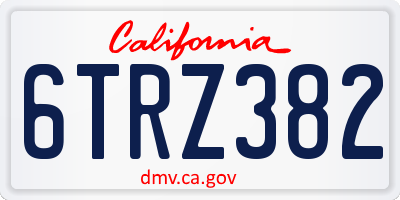 CA license plate 6TRZ382