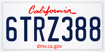 CA license plate 6TRZ388