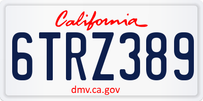 CA license plate 6TRZ389