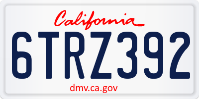CA license plate 6TRZ392