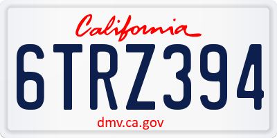 CA license plate 6TRZ394