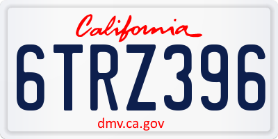 CA license plate 6TRZ396