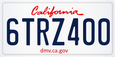 CA license plate 6TRZ400