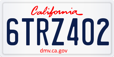 CA license plate 6TRZ402