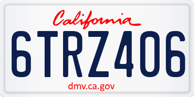 CA license plate 6TRZ406