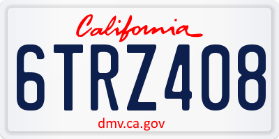 CA license plate 6TRZ408