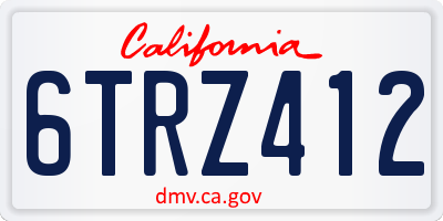 CA license plate 6TRZ412