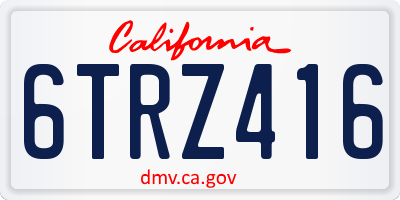 CA license plate 6TRZ416