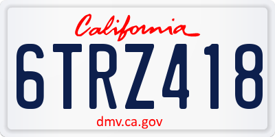 CA license plate 6TRZ418