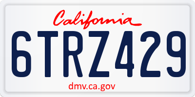 CA license plate 6TRZ429