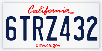 CA license plate 6TRZ432