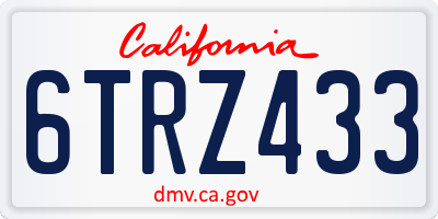 CA license plate 6TRZ433