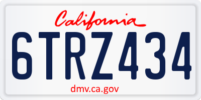 CA license plate 6TRZ434