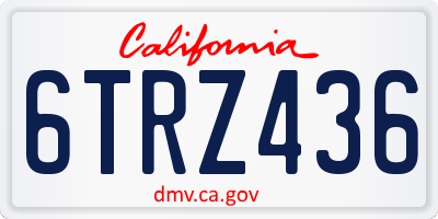 CA license plate 6TRZ436