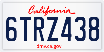 CA license plate 6TRZ438