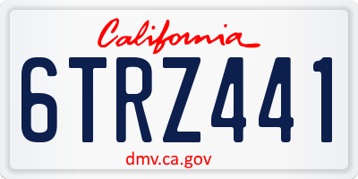 CA license plate 6TRZ441