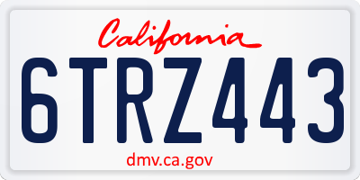 CA license plate 6TRZ443