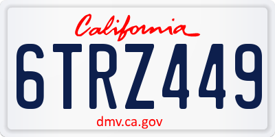 CA license plate 6TRZ449