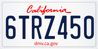 CA license plate 6TRZ450