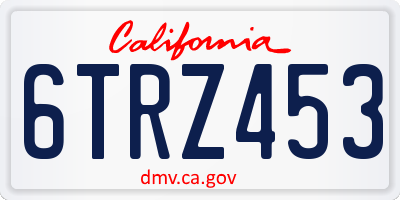 CA license plate 6TRZ453