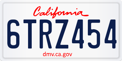 CA license plate 6TRZ454