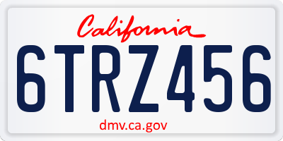 CA license plate 6TRZ456