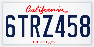 CA license plate 6TRZ458