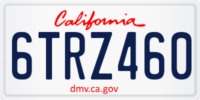 CA license plate 6TRZ460