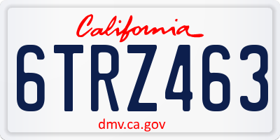 CA license plate 6TRZ463