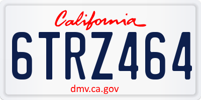 CA license plate 6TRZ464