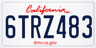 CA license plate 6TRZ483