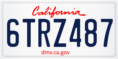 CA license plate 6TRZ487