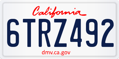 CA license plate 6TRZ492