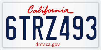 CA license plate 6TRZ493