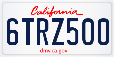 CA license plate 6TRZ500